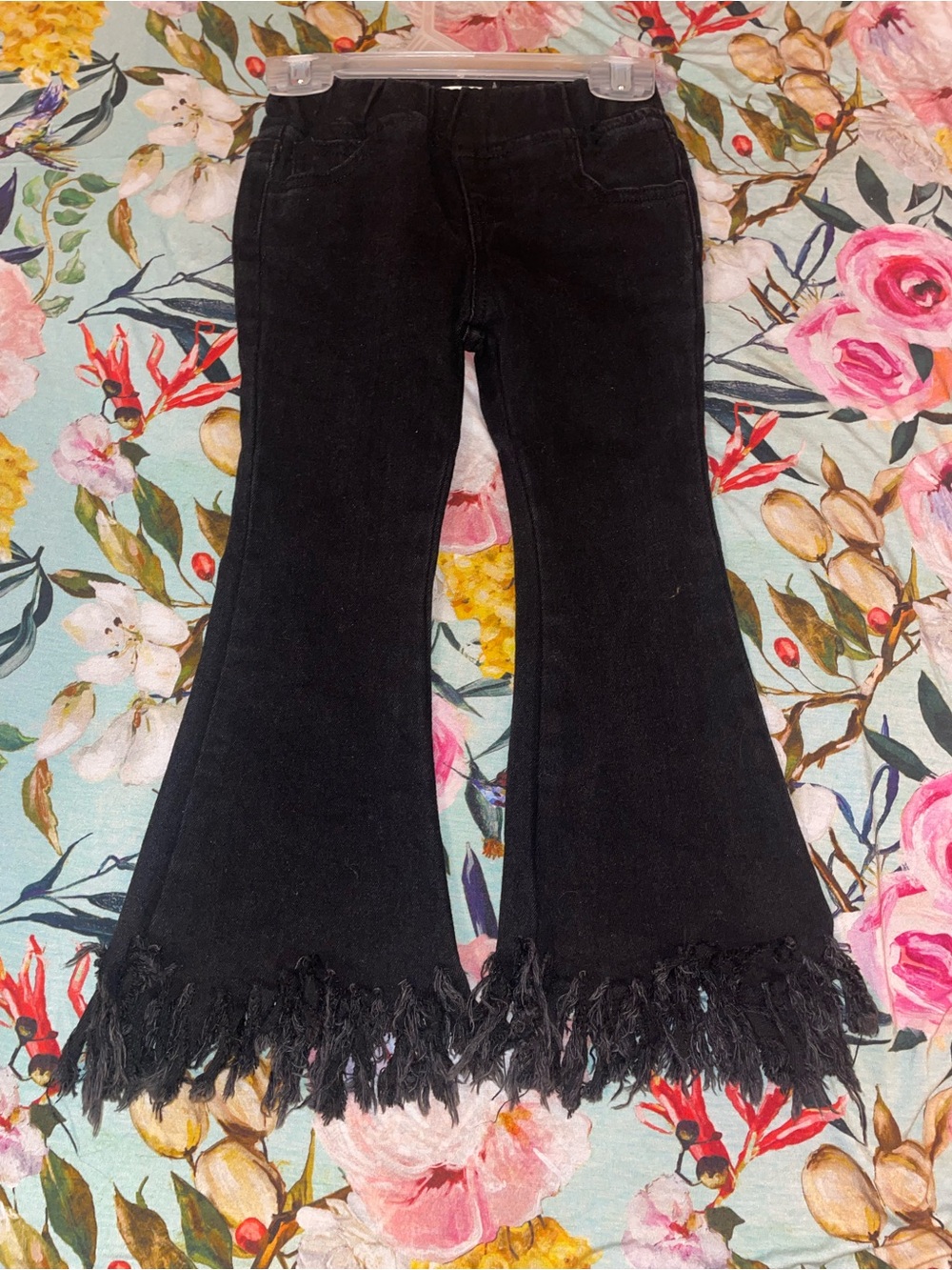 Black kids Flared Jeans with Fringe Hem 2t/3t